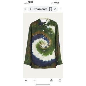 Frame Over Size Tie Dye Shirt Green S/P Button Down Blouse Julia Sarr Jamois